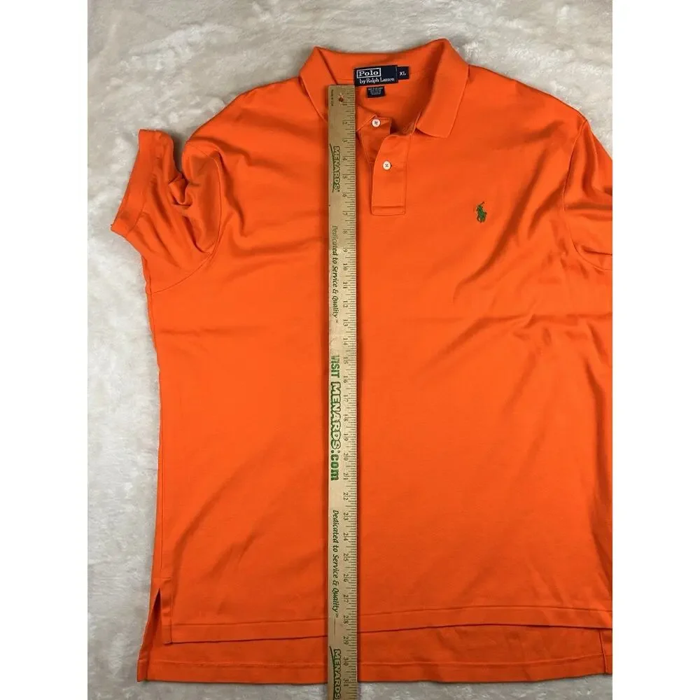 Vintage Polo Ralph Lauren Polo Shirt Mens Sz XL Orange Green Pony Cotton Preppy